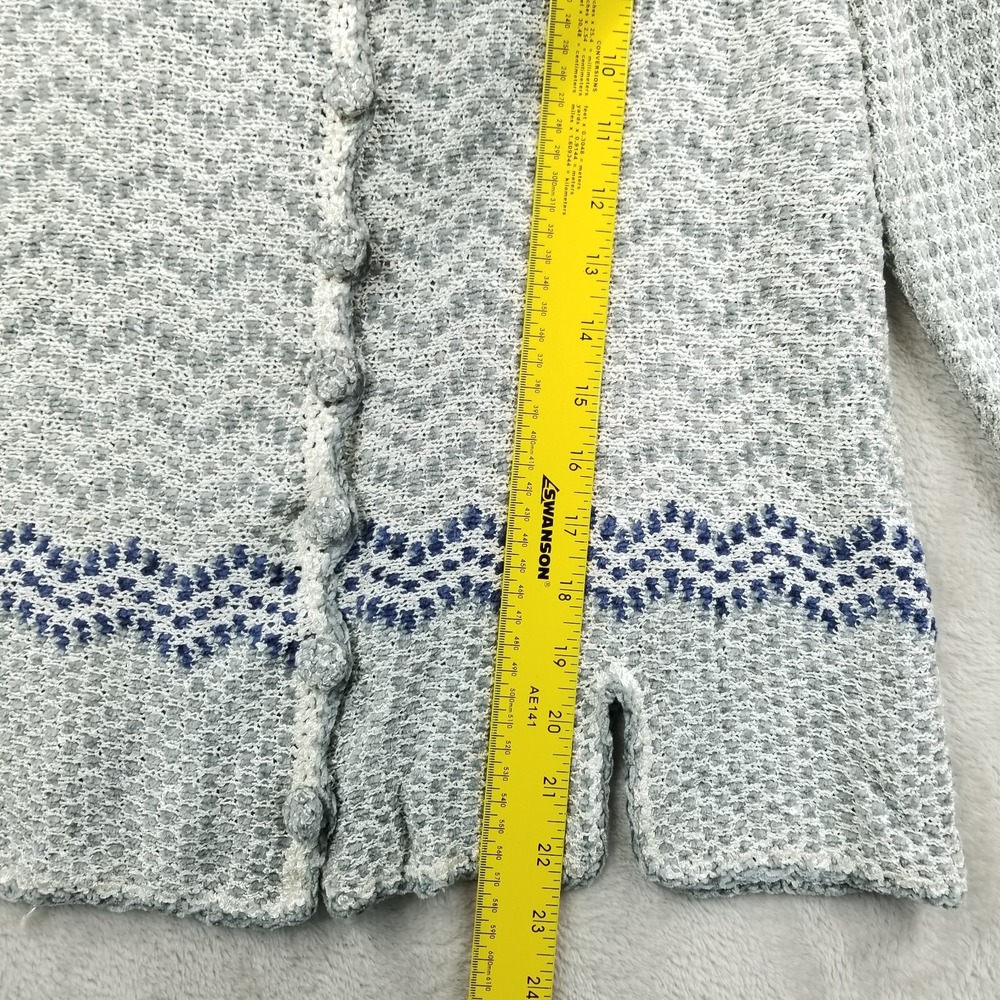 Isabelle Cardigan Women M Gray Chenille Notch Hem Long Sleeve Sweater Cottage - Picture 7 of 11